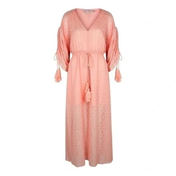 (60% OFF) Nwt Alice & Olivia Esmeralda Silk Blend Side Slit Midi Dress Medium - Picture 2 of 7